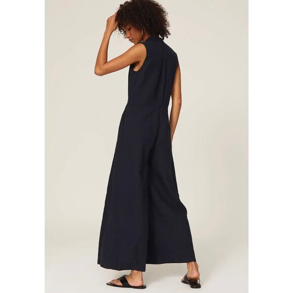 Mossi Linen Half Button Up Wide Leg Jumpsuit Size EU 34 - Picture 4 of 11